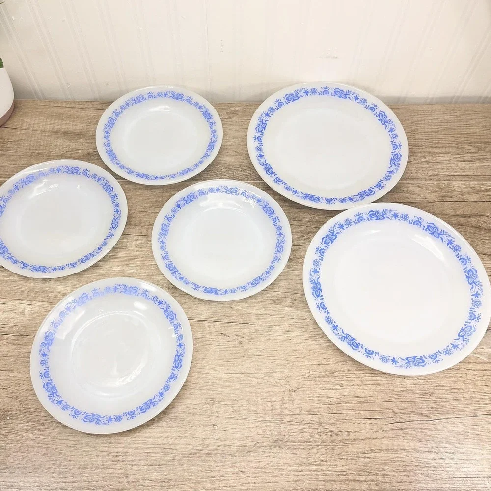 Vintage Floral Dessert Plates - Set of 6 - Termo-Rey Blue Danube Flowers